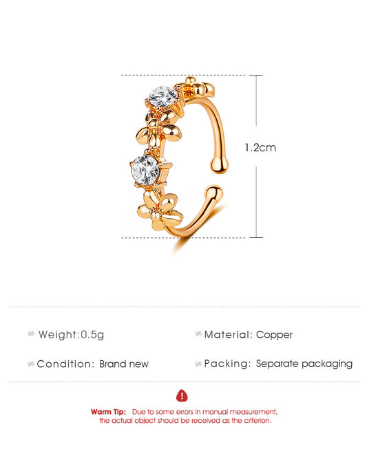 Fashion  New Ear Bone Clip Simple  Delicate Flower  Copper Single Ear Clip Gooddiy Wholesale