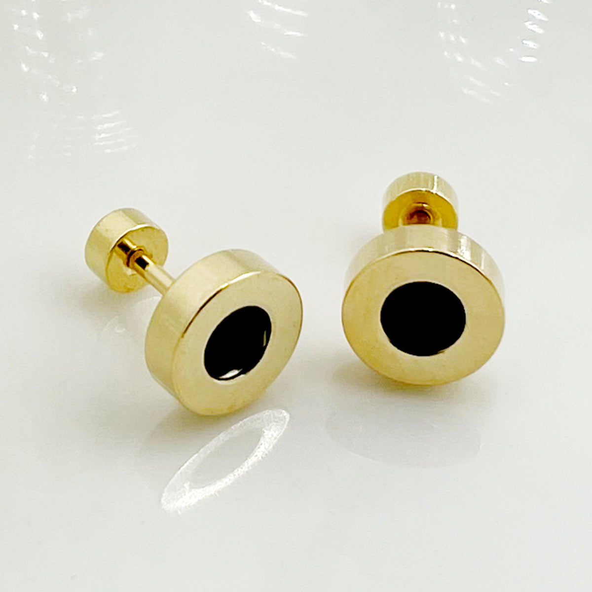 1 Pair Classic Style Commute Round Plating Inlay Stainless Steel Zircon Gold Plated Ear Studs