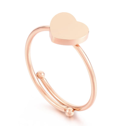 Simple Style Heart Shape Titanium Steel Plating Rings