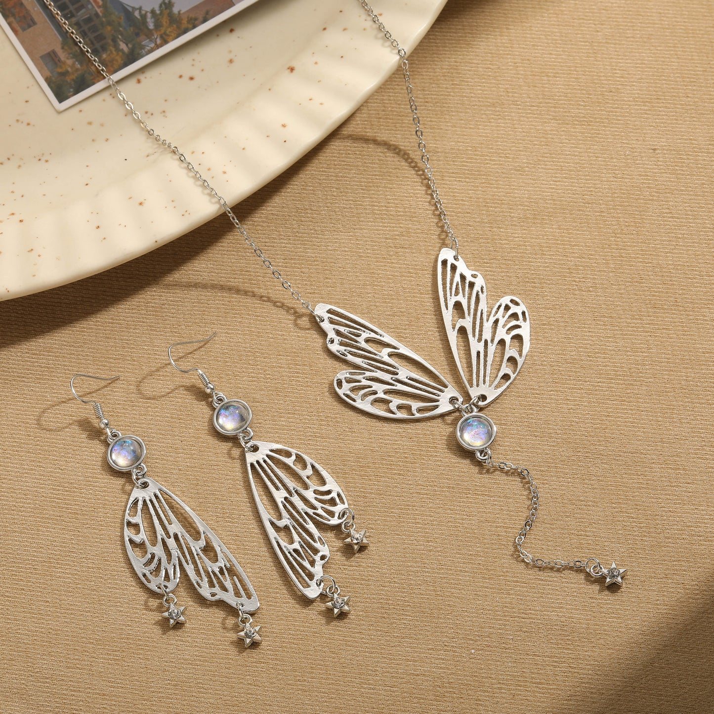 Commute Butterfly Rhinestones Alloy Resin Wholesale Earrings Necklace