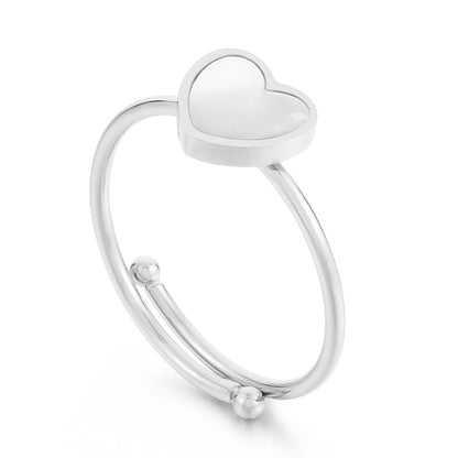 Simple Style Heart Shape Titanium Steel Plating Inlay Shell 18k Gold Plated Rings