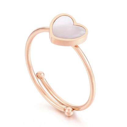 Simple Style Heart Shape Titanium Steel Plating Inlay Shell 18k Gold Plated Rings