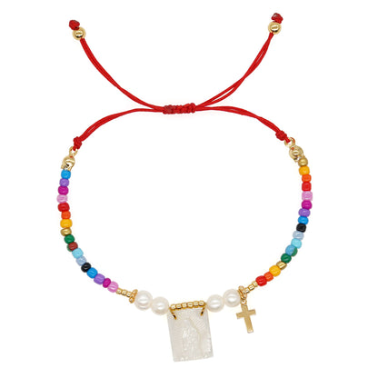 Casual Elegant Pentagram Cross Devil's Eye Glass Rope Shell Wholesale Bracelets