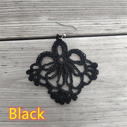 Vacation Solid Color Fabric Crochet Lace Women's Drop Earrings