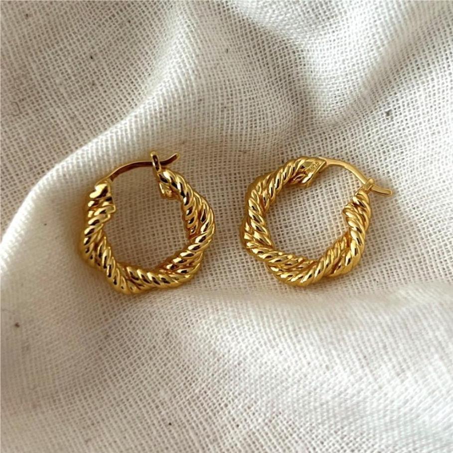 1 Pair Streetwear Twist Sterling Silver Plating Hoop Earrings