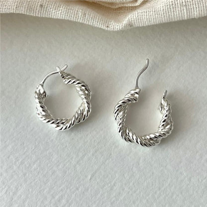 1 Pair Streetwear Twist Sterling Silver Plating Hoop Earrings