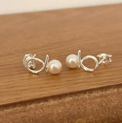 1 Pair Lady Water Droplets Baroque Pearls Sterling Silver Ear Studs