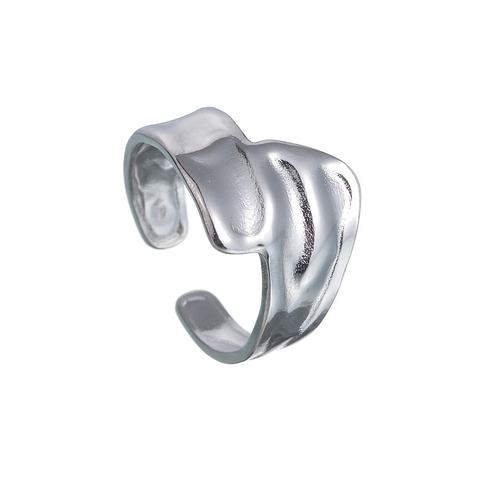 Simple Style Irregular Titanium Steel Plating Open Ring