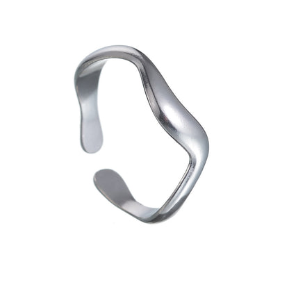 Simple Style Waves Titanium Steel Plating Open Ring