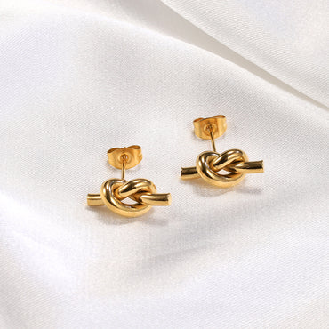 1 Pair Simple Style Knot Plating Titanium Steel Ear Studs