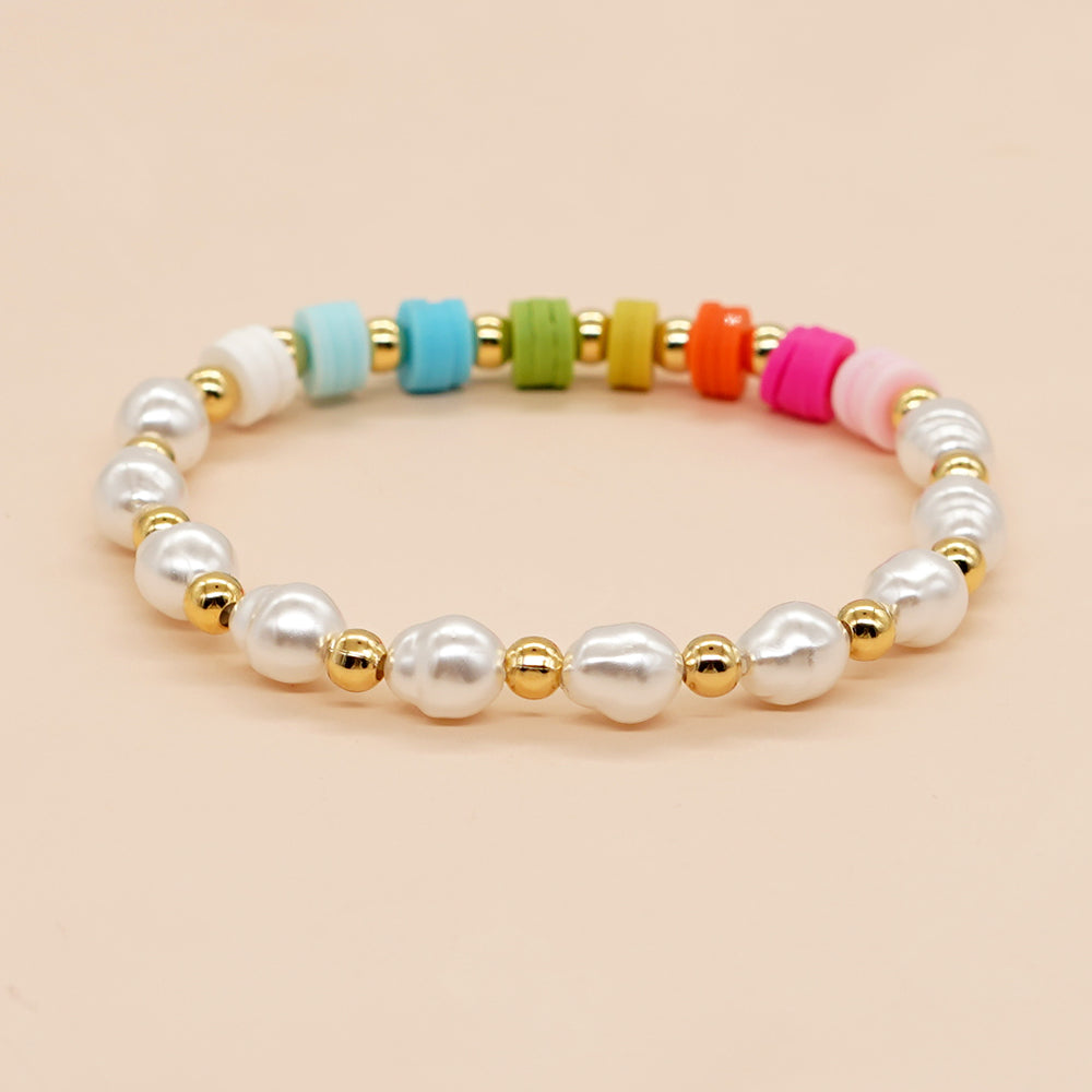 Sweet Cross Imitation Pearl Soft Clay Wholesale Bracelets