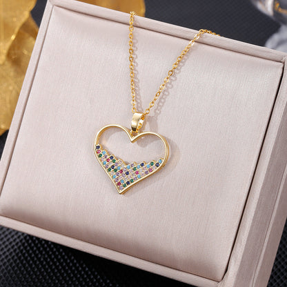 Elegant Letter Dreamcatcher Heart Shape Stainless Steel Plating Inlay Artificial Pearls Zircon Pendant Necklace