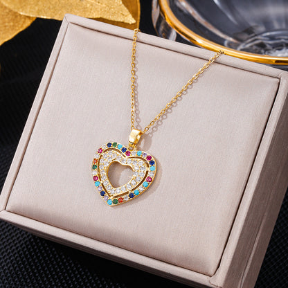 Elegant Letter Dreamcatcher Heart Shape Stainless Steel Plating Inlay Artificial Pearls Zircon Pendant Necklace