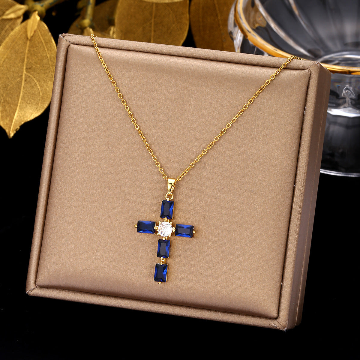 Retro Simple Style Cross Stainless Steel Plating Inlay Zircon Pendant Necklace