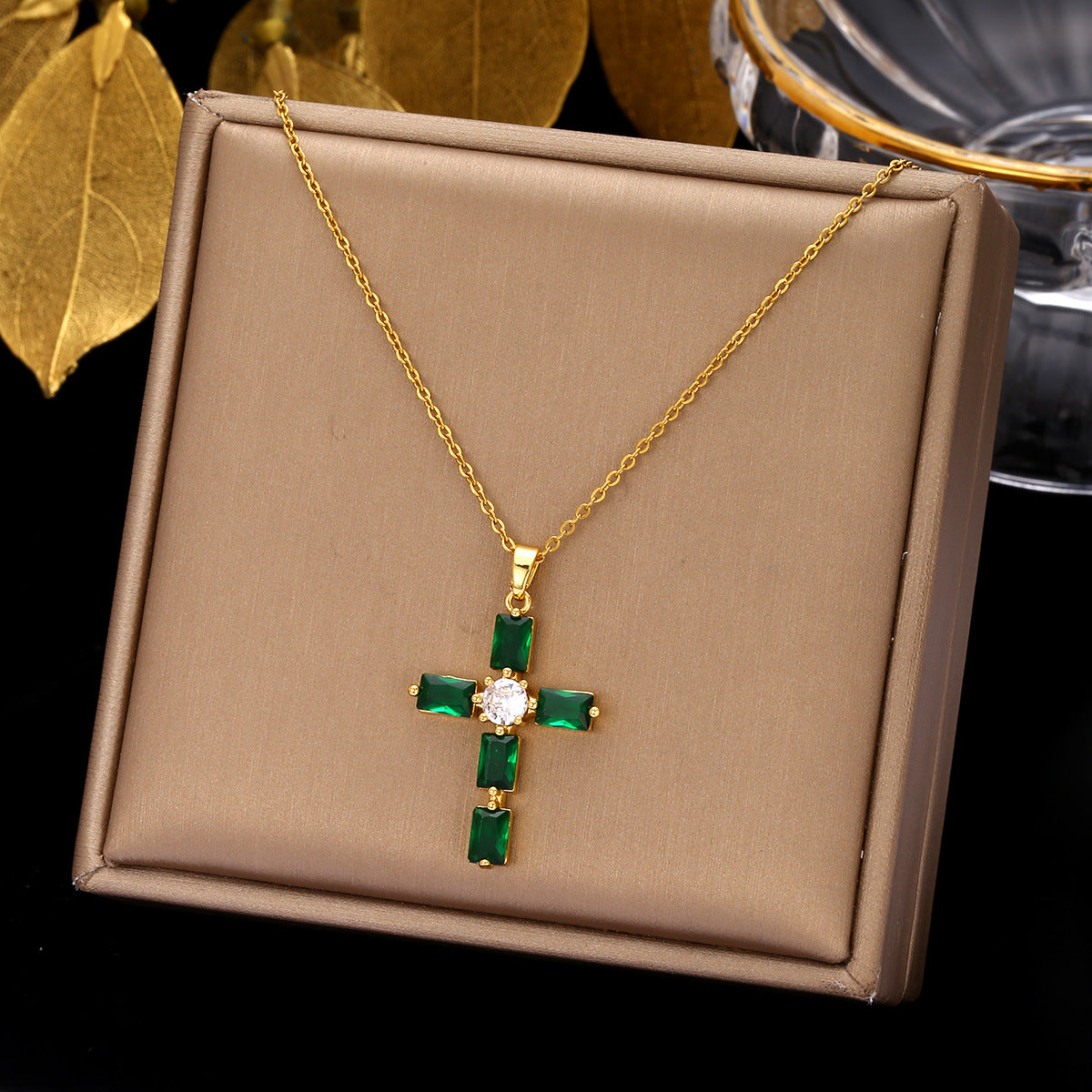 Retro Simple Style Cross Stainless Steel Plating Inlay Zircon Pendant Necklace