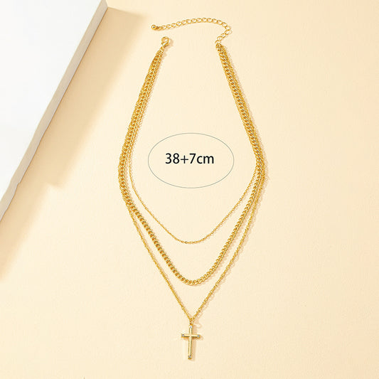 Ins Style Cross Alloy Plating Women's Layered Necklaces