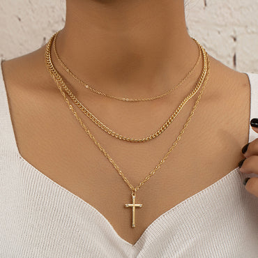 Ins Style Cross Alloy Plating Women's Layered Necklaces