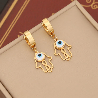 1 Pair Ig Style Devil's Eye Enamel Stainless Steel Drop Earrings