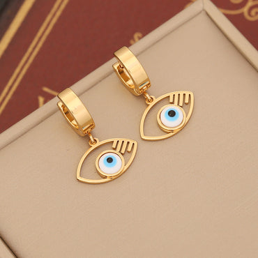 1 Pair Ig Style Devil's Eye Enamel Stainless Steel Drop Earrings