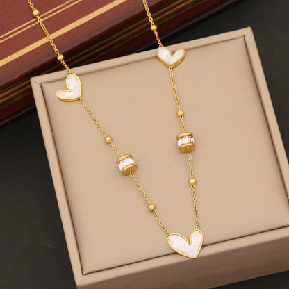 Wholesale Simple Style Heart Shape Stainless Steel Plating Gold Plated Bracelets Earrings Necklace