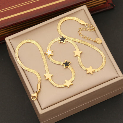 Wholesale Simple Style Commute Star Stainless Steel Plating Earrings Necklace