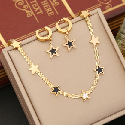 Wholesale Simple Style Commute Star Stainless Steel Plating Earrings Necklace