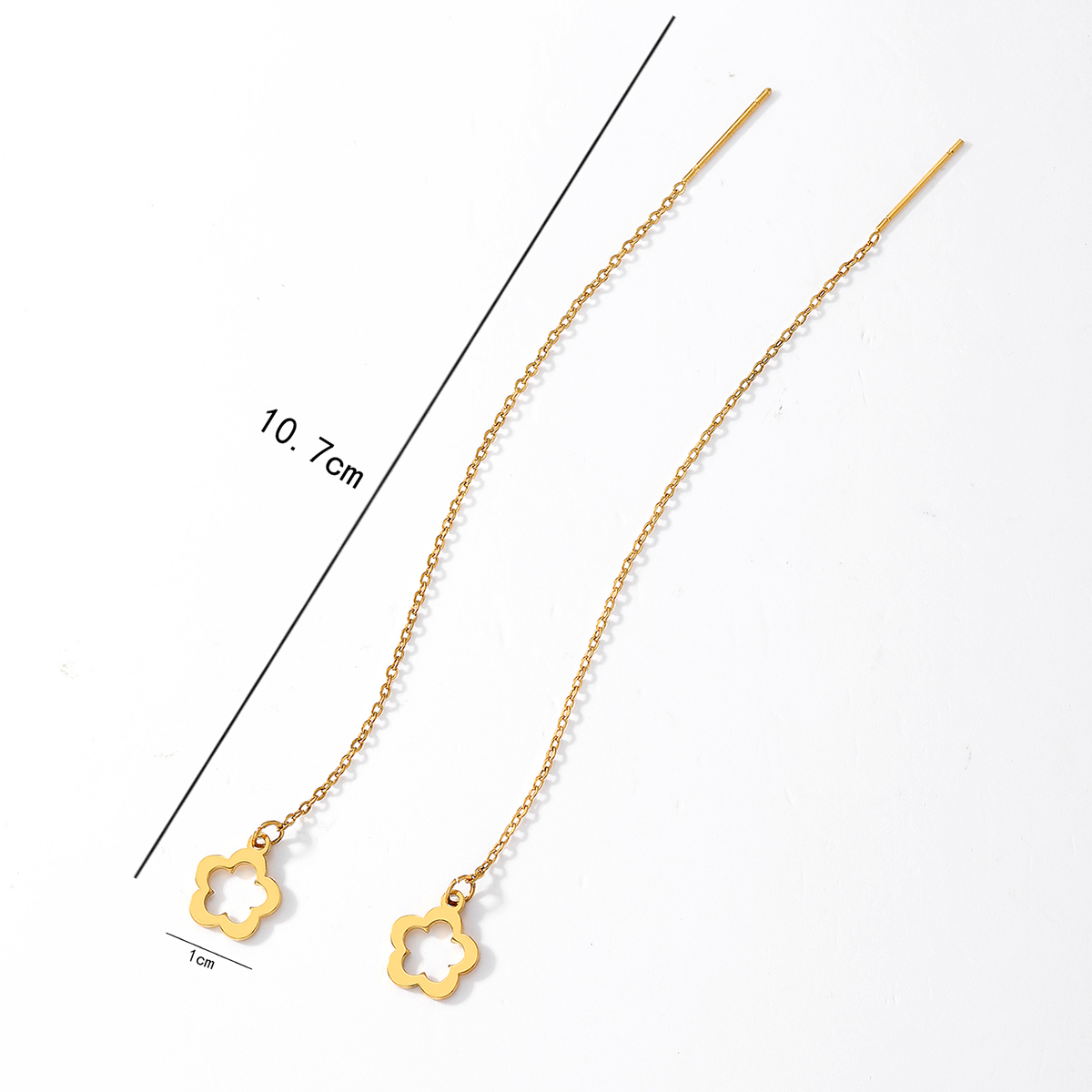 1 Pair Luxurious Simple Style Oval Heart Shape Flower Tassel Plating Inlay Stainless Steel Diamond 18k Gold Plated Ear Line