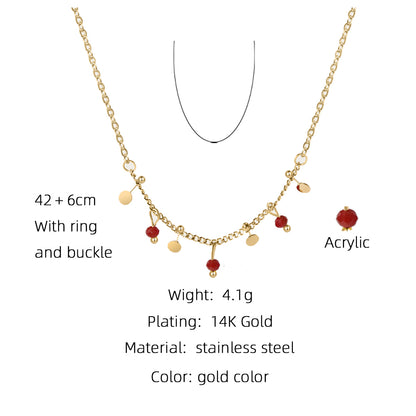 Casual Vintage Style Round Titanium Steel Plating 14k Gold Plated Pendant Necklace