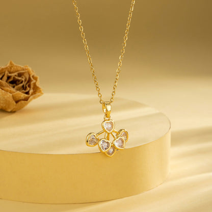 Casual Elegant Cross Heart Shape Flower Stainless Steel Titanium Steel Plating Inlay Zircon 18k Gold Plated Gold Plated Pendant Necklace