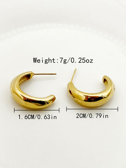 1 Pair Simple Style Commute C Shape Polishing Plating Stainless Steel Gold Plated Ear Studs