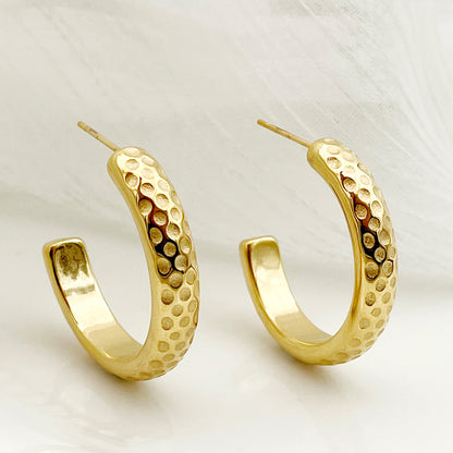 1 Pair Vintage Style Simple Style C Shape Spot Polishing Plating Stainless Steel Gold Plated Ear Studs