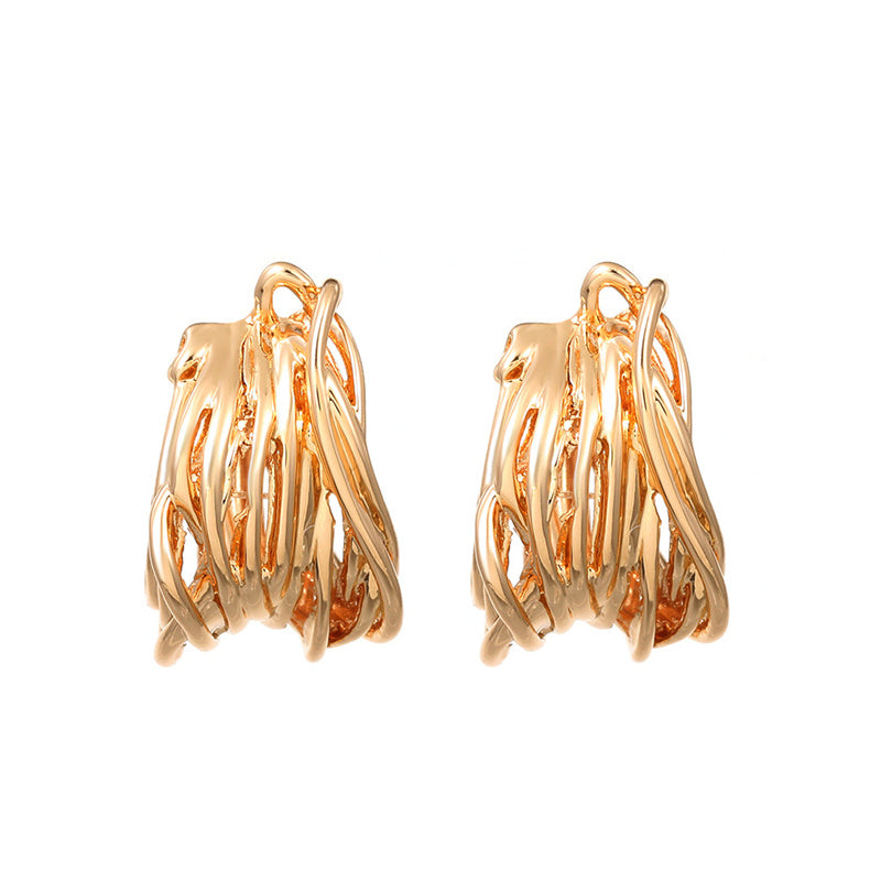 Simple Style Streetwear Solid Color Metal Copper Plating Hollow Out Inlay Zircon 18k Gold Plated Gold Plated Silver Plated Women's Earrings