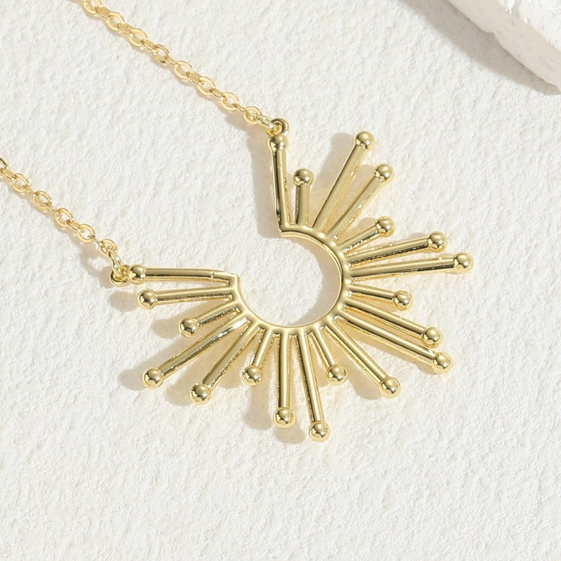 Elegant Classic Style Sun Copper Irregular Plating 14k Gold Plated Pendant Necklace