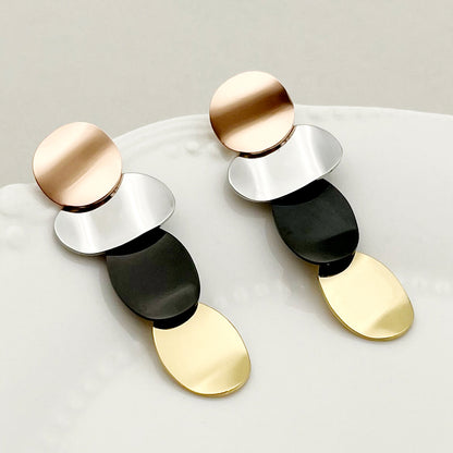 1 Pair Vintage Style Commute Irregular Color Block Stainless Steel Polishing Plating Gold Plated Drop Earrings