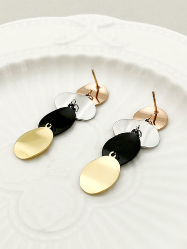 1 Pair Vintage Style Commute Irregular Color Block Stainless Steel Polishing Plating Gold Plated Drop Earrings
