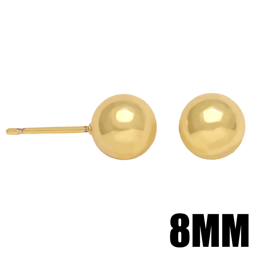 1 Pair Basic Simple Style Round Copper Plating 18k Gold Plated Ear Studs