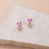 1 Pair Sweet Shiny Heart Shape Flower Rectangle Stainless Steel Inlay Zircon 18k Gold Plated Earrings