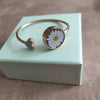 Casual Sweet Heart Shape Flower Stainless Steel Enamel Plating Bangle