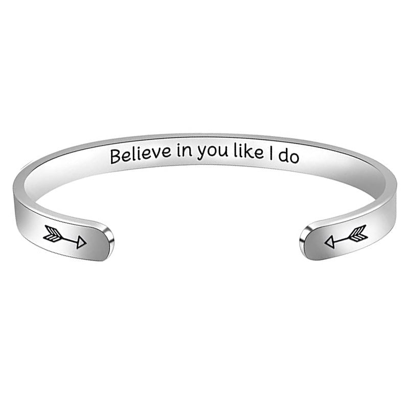 Simple Style Letter Stainless Steel Cuff Bracelets