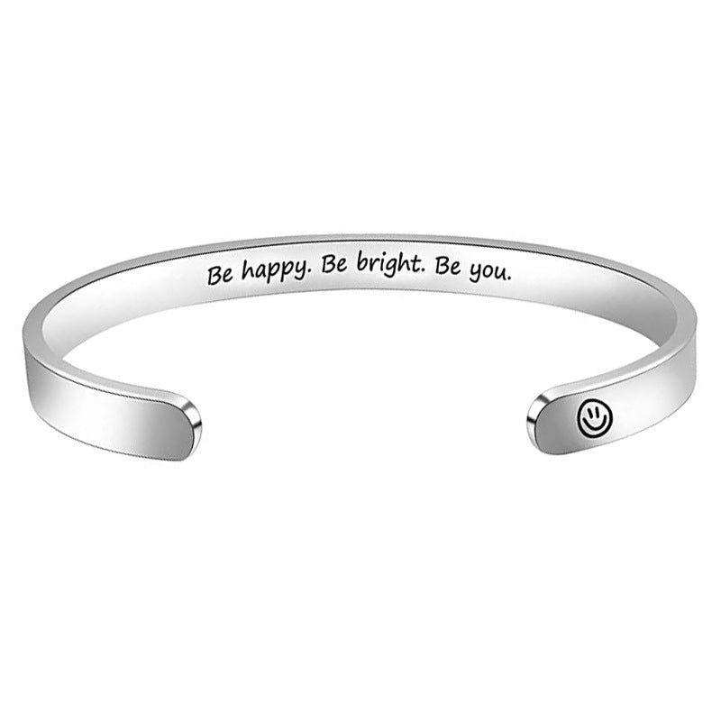 Simple Style Letter Stainless Steel Cuff Bracelets