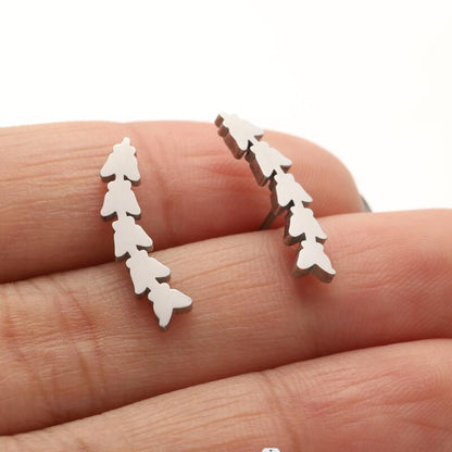 1 Pair Casual Simple Style Butterfly Umbrella Snowflake Asymmetrical Plating Hollow Out Stainless Steel Ear Studs