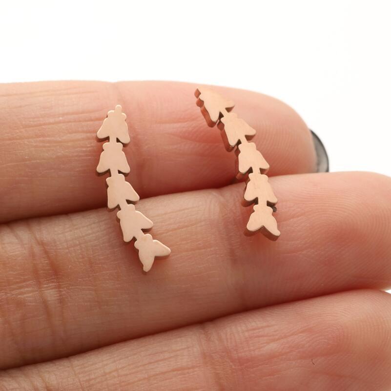 1 Pair Casual Simple Style Butterfly Umbrella Snowflake Asymmetrical Plating Hollow Out Stainless Steel Ear Studs