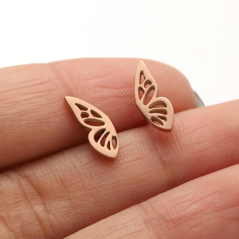 1 Pair Casual Simple Style Butterfly Umbrella Snowflake Asymmetrical Plating Hollow Out Stainless Steel Ear Studs