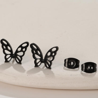 1 Pair Lady Butterfly Stainless Steel Plating Ear Studs