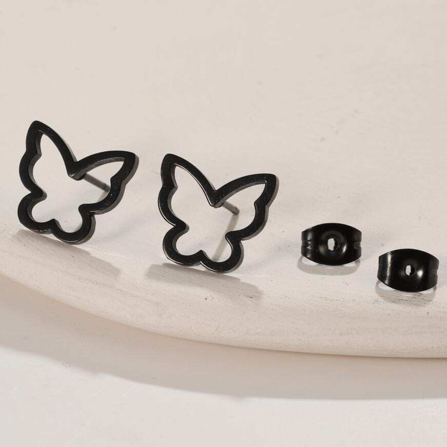 1 Pair Lady Butterfly Stainless Steel Plating Ear Studs