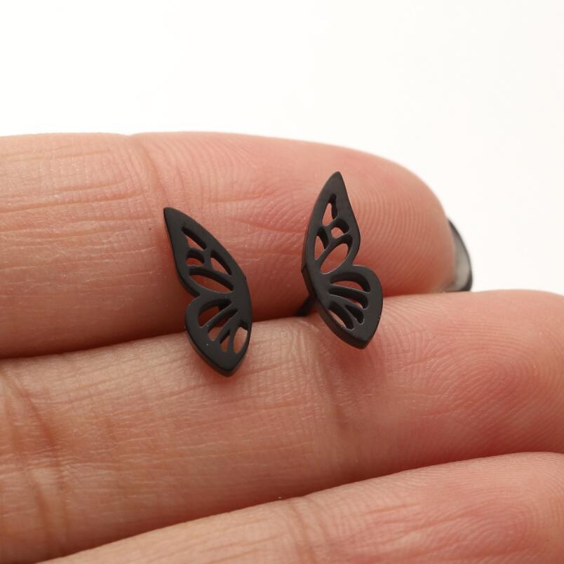 1 Pair Lady Butterfly Stainless Steel Plating Ear Studs