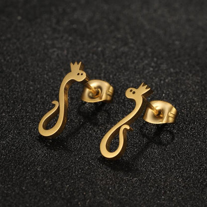 1 Pair Lady Animal Stainless Steel Irregular Plating Ear Studs