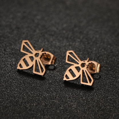 1 Pair Simple Style Bee Plating Stainless Steel Ear Studs