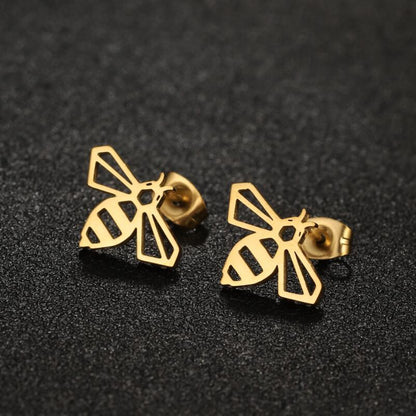 1 Pair Simple Style Bee Plating Stainless Steel Ear Studs