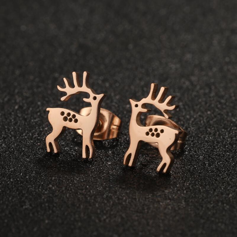 1 Pair Cute Simple Style Elk Plating Hollow Out Stainless Steel Ear Studs